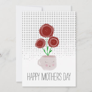 Happy Mothers Day Red Poppy Florals Kaart