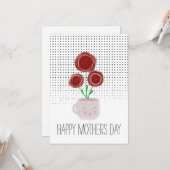 Happy Mothers Day Red Poppy Florals Kaart (Voorkant / Achterkant in situ)