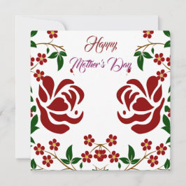 Happy Mothers Day Red Rose Floral Green Foliage Feestdagenkaart