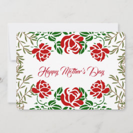 Happy Mothers Day Red Rose Floral Greeneral Cute Feestdagenkaart