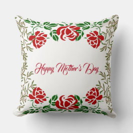 Happy Mothers Day Red Rose Floral Greeneral Cute Kussen