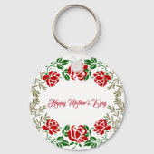 Happy Mothers Day Red Rose Floral Greeneral Cute Sleutelhanger (Voorkant)