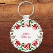 Happy Mothers Day Red Rose Floral Greeneral Cute Sleutelhanger (Achterkant)