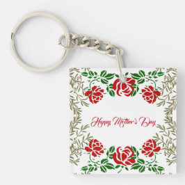 Happy Mothers Day Red Rose Floral Greeneral Cute Sleutelhanger
