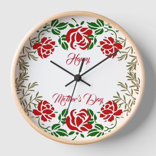 Happy Mothers Day Red Rose Floral Greenery Wall (Voorkant)
