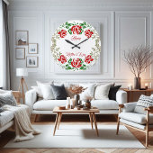 Happy Mothers Day Red Rose Floral Greenery Wall Grote Klok