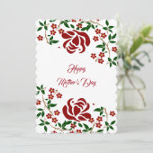 Happy Mothers Day Red Roses Floral Greenery Ho Feestdagenkaart (Staand voorkant)