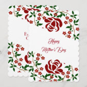 Happy Mothers Day Red Roses Floral Greenery Ho Feestdagenkaart (Voorkant / Achterkant)