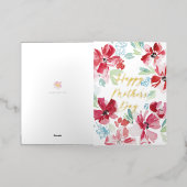 Happy Mothers Day Red Waterverf Flower Folie Wenskaart (Buiten Laag)