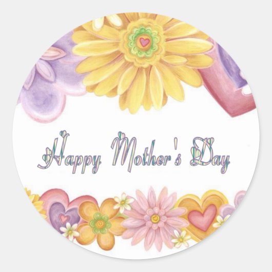 Happy Mothers Day Ronde Sticker (Voorkant)