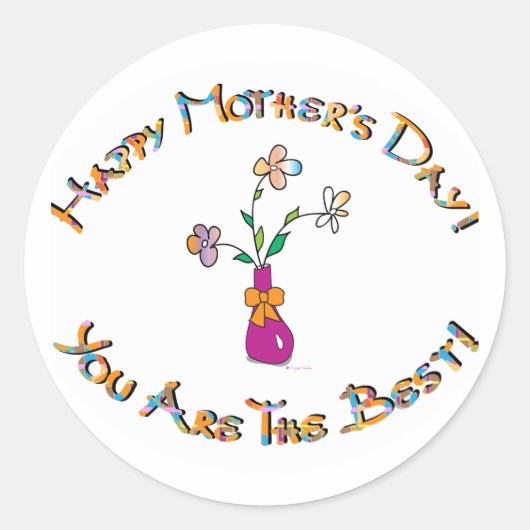 Happy Mothers Day Ronde Sticker (Voorkant)