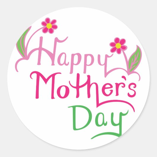Happy Mothers Day Ronde Sticker (Voorkant)