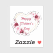 Happy Mothers Day Rood Goud Bloemen Modern Sticker (Vel)