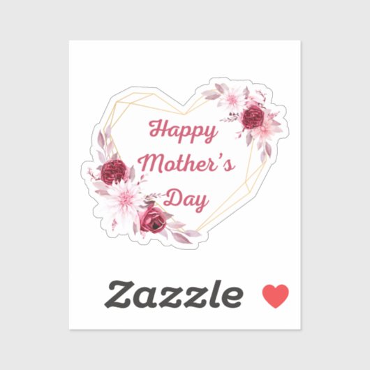 Happy Mothers Day Rood Goud Bloemen Modern Sticker (Vel)