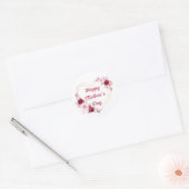 Happy Mothers Day Rood Goud Bloemen Ronde Sticker (Envelop)