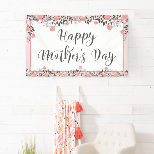 HAPPY MOTHERS DAY Roos Gold Blush Bloemen Spandoek (Insitu)
