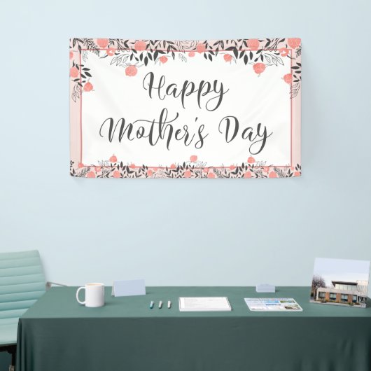 HAPPY MOTHERS DAY Roos Gold Blush Bloemen Spandoek (Beurs)