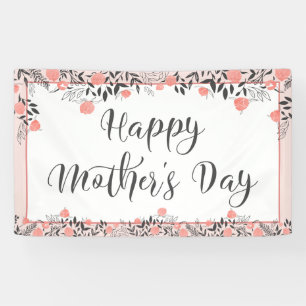 HAPPY MOTHERS DAY Roos Gold Blush Bloemen Spandoek