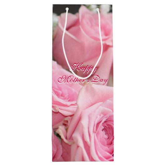 Happy Mothers Day  Roos Wine Gift-bag Wijn Cadeautas (Achterkant)