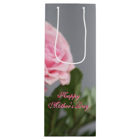Happy Mothers Day  Roos Wine Gift-bag Wijn Cadeautas (Voorkant)