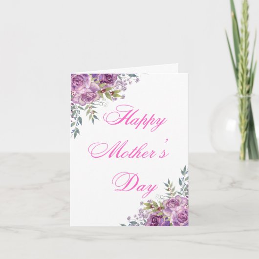 Happy Mothers Day Roze Bloemen Minimalist Kaart (Voorkant)
