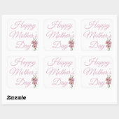 Happy Mothers Day Roze Bloemen Vierkante Sticker (Vel)