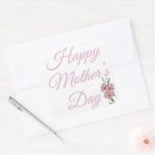 Happy Mothers Day Roze Bloemen Vierkante Sticker (Envelop)