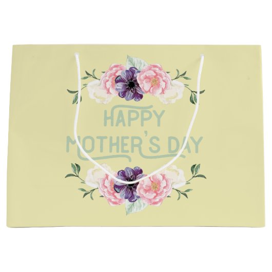 Happy Mothers Day - Roze & Cassis Bloemen Garlands Groot Cadeauzakje (Voorkant)