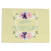 Happy Mothers Day - Roze & Cassis Bloemen Garlands Groot Cadeauzakje (Achterkant)