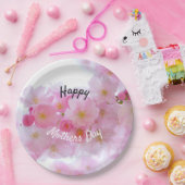 Happy Mothers Day Roze Cherry Tree Papieren Bordje (Feest)