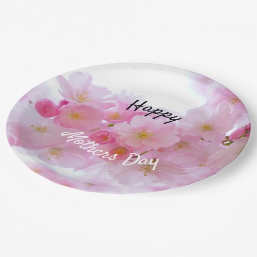 Happy Mothers Day Roze Cherry Tree Papieren Bordje (Gekanteld)