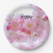 Happy Mothers Day Roze Cherry Tree Papieren Bordje (Voorkant)