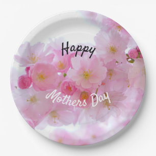 Happy Mothers Day Roze Cherry Tree Papieren Bordje