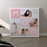 Happy Mothers Day Roze mam Modern multi-fotonet Canvas Afdruk<br><div class="desc">Een mooie gepersonaliseerde canvasafdruk om je moeder te geven dat ze voor altijd zal koesteren. Speciaal gepersonaliseerd fotocollage canvas afdrukken om uw eigen speciale familiefoto's en herinneringen weer te geven. Ons ontwerp is voorzien van een eenvoudig rasterontwerp van vier foto's met "mam"-letters die in het rasterontwerp worden weergegeven. Perfect geschenk...</div>