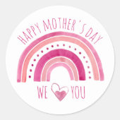 Happy Mothers Day | Roze regenboog Wij houden van  Ronde Sticker (Voorkant)