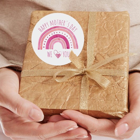Happy Mothers Day | Roze regenboog Wij houden van  Ronde Sticker