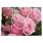 Happy Mothers Day Roze Rose Bloemen Gift-Bag Large Cadeautasje (Voorkant)