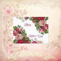 Happy Mothers Day Rustic Roos Floral Green Foliage