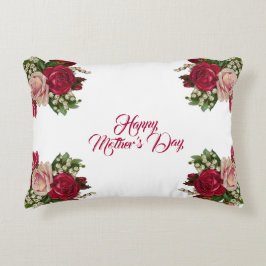 Happy Mothers Day Rustic Rozen Floral Greenery Accent Kussen
