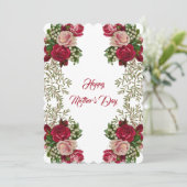 Happy Mothers Day Rustic Rozen Floral Greenery Feestdagenkaart (Staand voorkant)