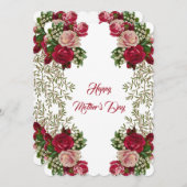 Happy Mothers Day Rustic Rozen Floral Greenery Feestdagenkaart (Voorkant / Achterkant)
