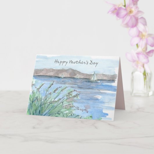 Happy Mother's Day Sailing Mountain Lake Adventure Kaart (Orchidee)
