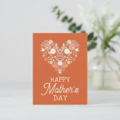 Happy Mothers Day Schattige Floral Heart Sinaasapp Briefkaart (Staand voorkant)