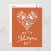 Happy Mothers Day Schattige Floral Heart Sinaasapp Briefkaart (Voorkant / Achterkant)
