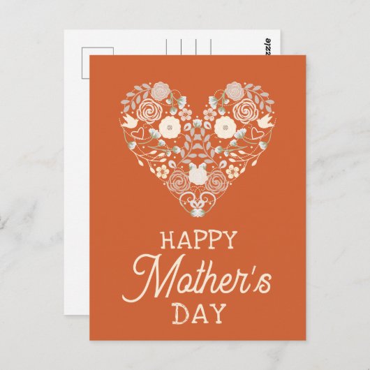 Happy Mothers Day Schattige Floral Heart Sinaasapp Briefkaart (Voorkant / Achterkant)