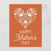 Happy Mothers Day Schattige Floral Heart Sinaasapp Briefkaart (Voorkant)