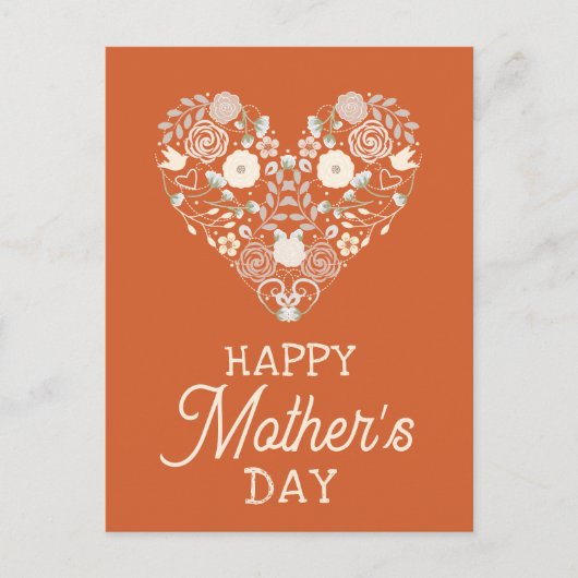 Happy Mothers Day Schattige Floral Heart Sinaasapp Briefkaart (Voorkant)