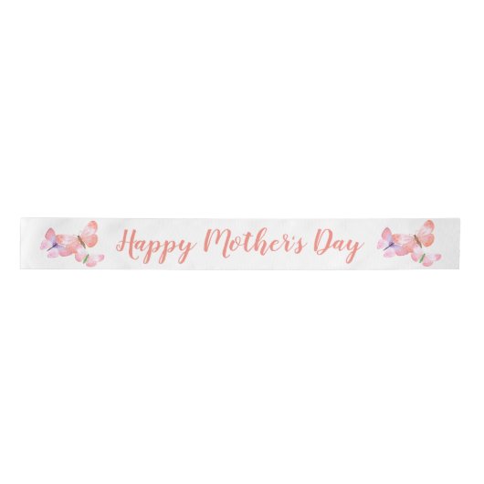 Happy Mothers Day Script  Butterfly Satijnen Lint (Voorkant)