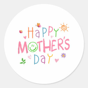 Happy Mothers Day Shirt voor peuter Baby Kinder Sa Ronde Sticker