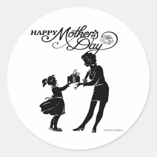 Happy Mothers Day Silhouette Sticker (Voorkant)